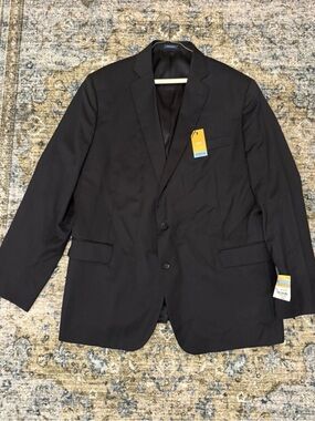New $260 Stafford Classic Fit Black Wool Suit Jacket Size 52 Long